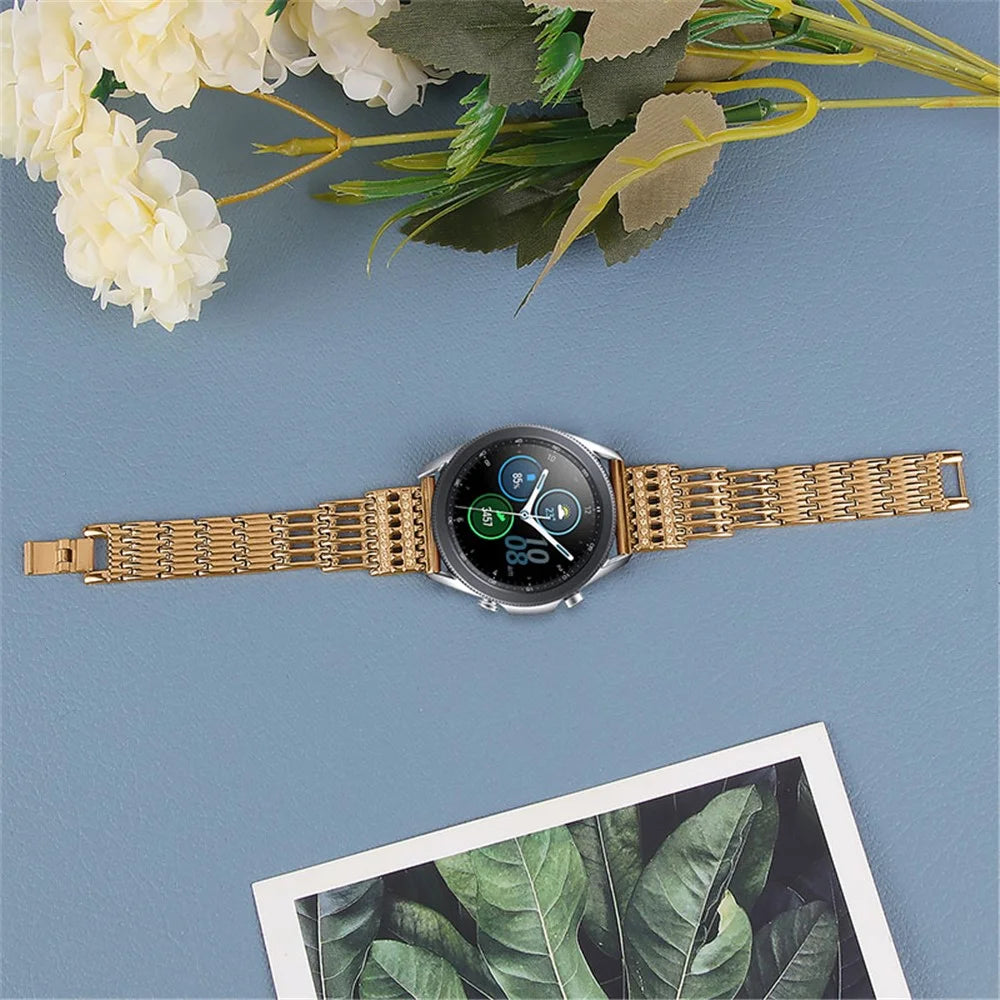 Women's Fashionable Rhinestone Decor 304 Stainless Steel Smart Watch Band Smart Bracelet Strap for Samsung Gear S3 Frontier - Rose Gold - 3