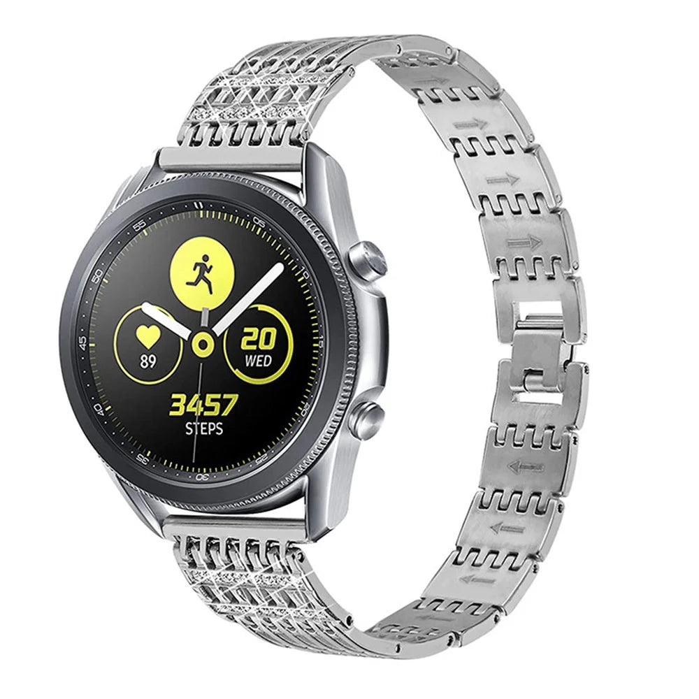 22mm Hollow Design Rhinestone Smart Watch Strap Replacement Band for Samsung Galaxy Watch3 45mm/Galaxy Watch 46mm - Silver - 2