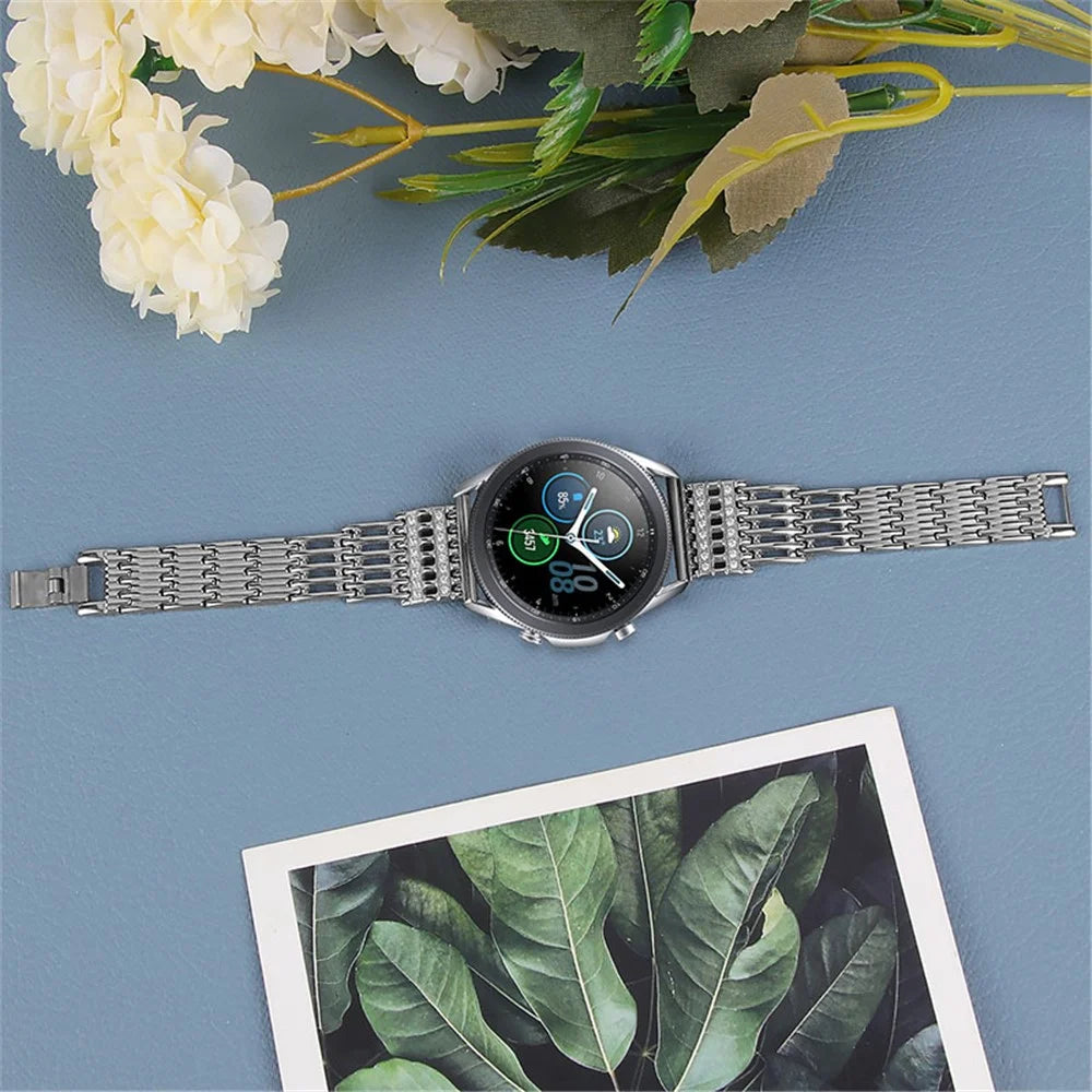 22mm Hollow Design Rhinestone Smart Watch Strap Replacement Band for Samsung Galaxy Watch3 45mm/Galaxy Watch 46mm - Silver - 3