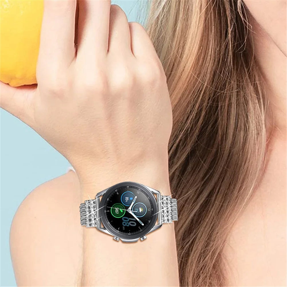22mm Hollow Design Rhinestone Smart Watch Strap Replacement Band for Samsung Galaxy Watch3 45mm/Galaxy Watch 46mm - Silver - 4