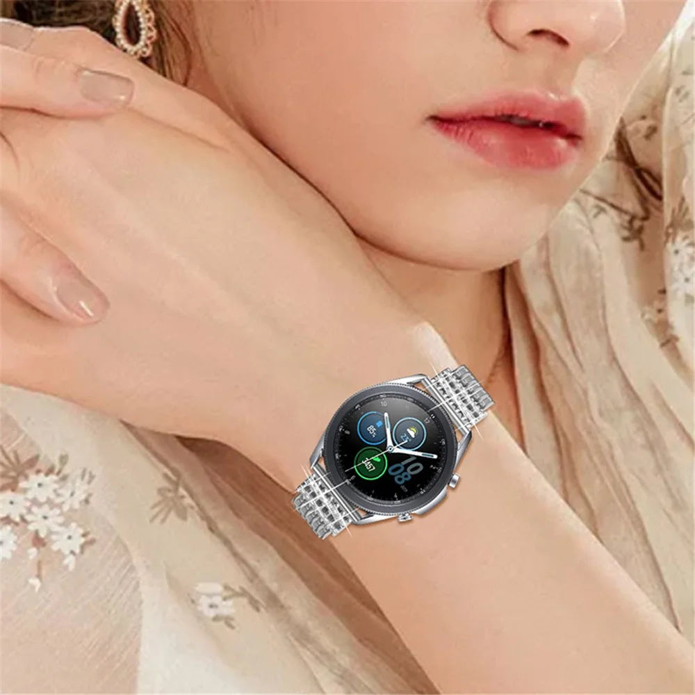 22mm Hollow Design Rhinestone Smart Watch Strap Replacement Band for Samsung Galaxy Watch3 45mm/Galaxy Watch 46mm - Silver - 5