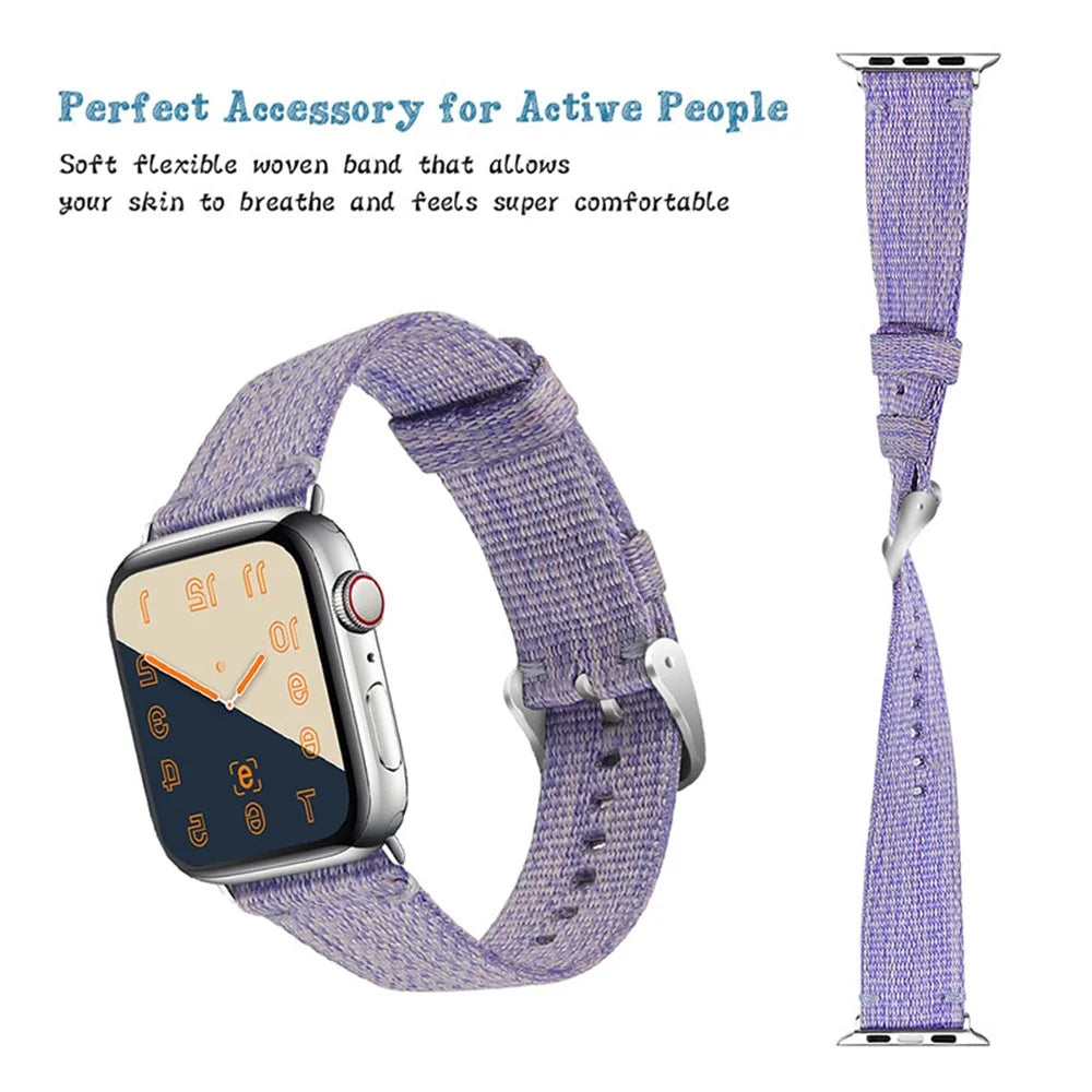Braided Nylon Smart Watch Bracelet Band Replacement Strap for Apple Watch 9 /  8 / 7 41mm / 6 / SE (2023) / SE (2022) / SE  / 5 / 4 40mm / 3 / 2 / 1 38mm - Purple - 4