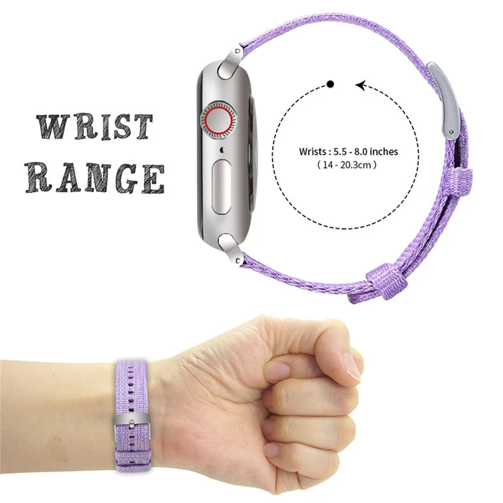 Braided Nylon Smart Watch Bracelet Band Replacement Strap for Apple Watch 9 /  8 / 7 41mm / 6 / SE (2023) / SE (2022) / SE  / 5 / 4 40mm / 3 / 2 / 1 38mm - Purple - 5