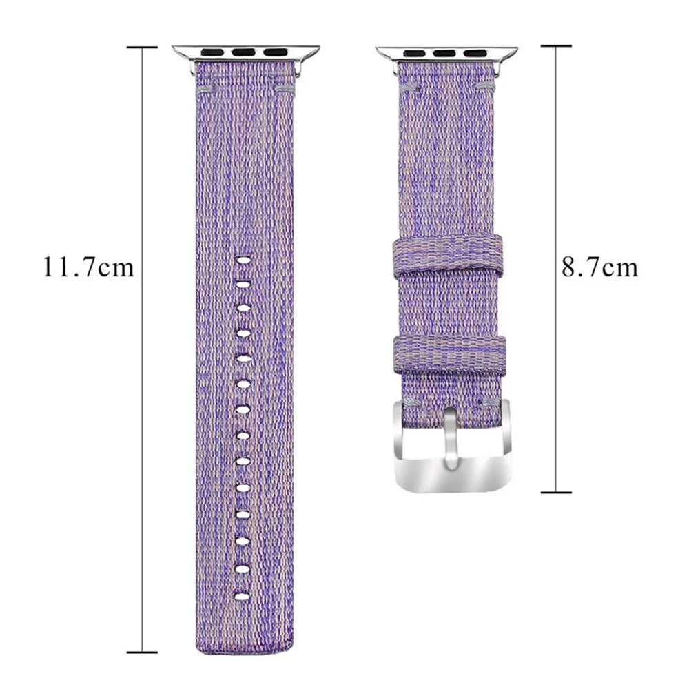 Breathable Woven Nylon Smart Watch Band Adjustable Wrist Strap for Apple Watch Ultra 2 49mm / Series 9 45mm / SE (2023) 44mm / Ultra 49mm / Series 8 45mm / 7 45mm / 6 / 5 / 4 / SE 44mm / SE (2022) 44mm / 3 / 2 / 1 42mm - Purple - 3