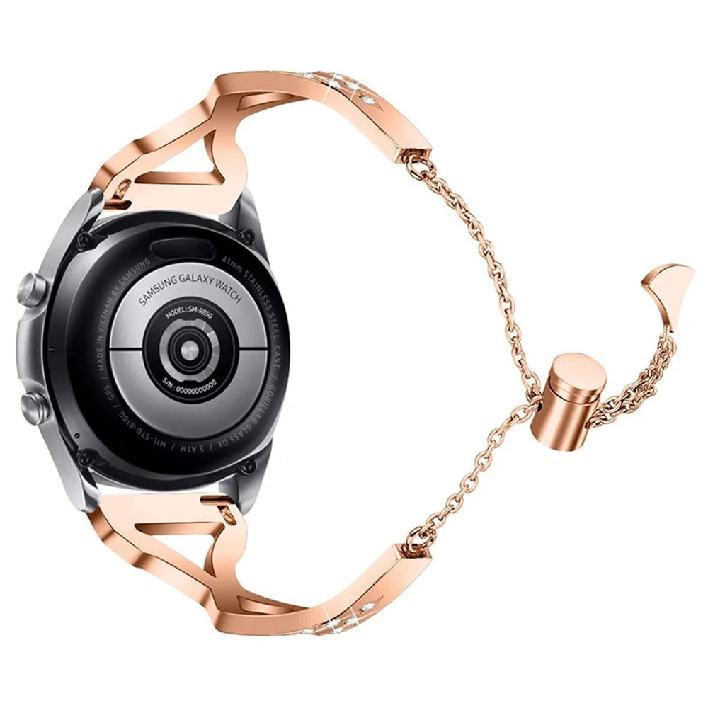 Hollow Out Rhinestone Decor 304 Stainless Steel Smart Watch Band Women Slide Bracelet for Samsung Gear S3 Classic/S3 Frontier - Rose Gold - 1
