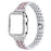 3 Rows Rhinestone Decor 5 Beads Stainless Steel Watchband Wrist Strap + PC Watch Case Protective Cover for Apple Watch Series 6/5/4/SE 40mm - Silver/Rose/Silver - 1