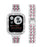 3 Rows Rhinestone Decor 5 Beads Stainless Steel Watchband Wrist Strap + PC Watch Case Protective Cover for Apple Watch Series 6/5/4/SE 40mm - Silver/Rose/Silver - 2