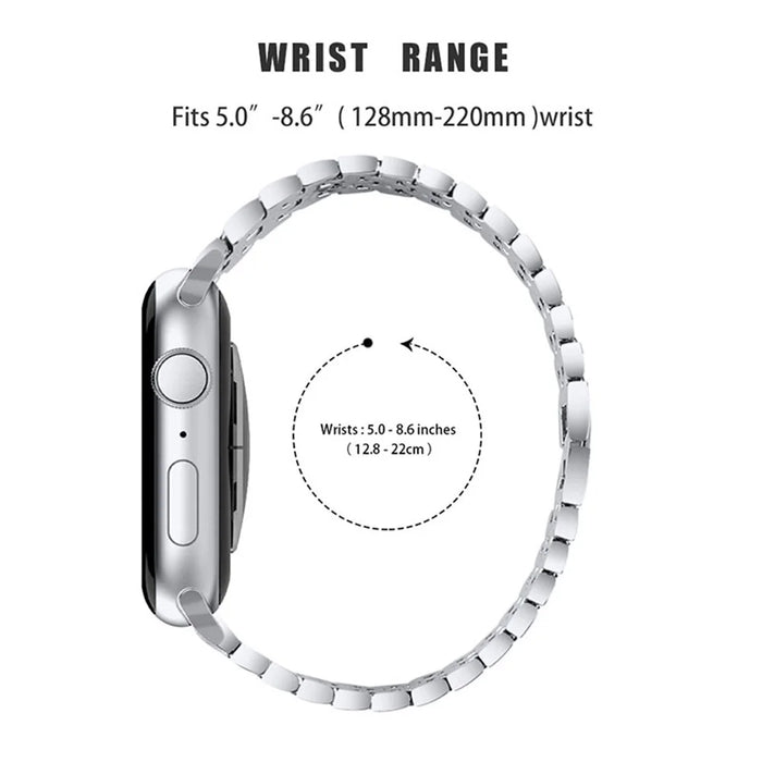 3 Rows Rhinestone Decor 5 Beads Stainless Steel Watchband Wrist Strap + PC Watch Case Protective Cover for Apple Watch Series 6/5/4/SE 40mm - Silver/Rose/Silver - 3