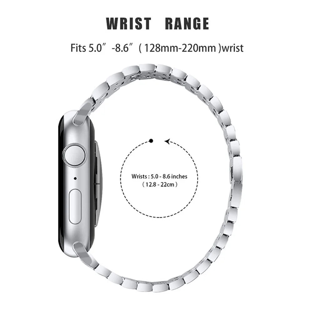 Luxury 3 Rows Rhinestone Decor 5 Beads Stainless Steel iWatch Watchband + PC Watch Case Protective Cover for Apple Watch Series 6 / 5 / 4 / SE 44mm / SE (2022) 44mm - Silver / Rose / Silver - 3