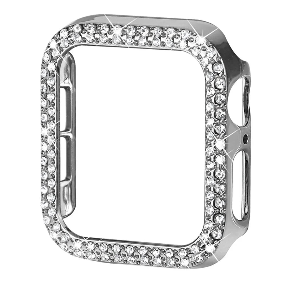 Rhinestone Decor Anti-scratch PC Watch Edge Case Protective Cover for Apple Watch Series SE3 / SE2 / SE1 /  6 / 5 / 4 44mm - Silver - 1