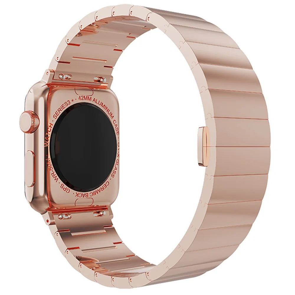 Metal Watch Strap Smart Watch Band Replacement for Apple Watch Series 11 10 42mm / 9 8 7 41mm / SE3 SE2 SE 6 5 4 40mm / 3 2 1 38mm - Rose Gold - 1