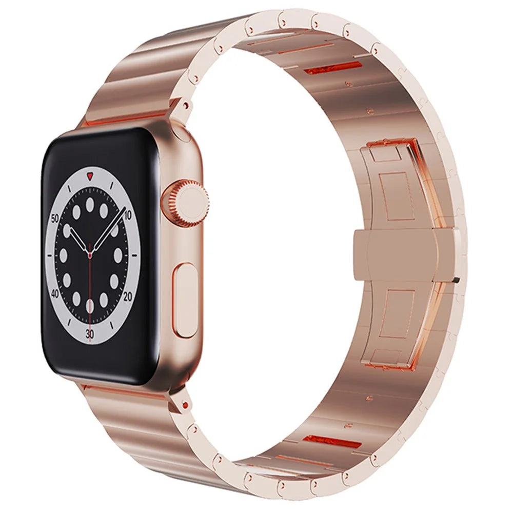 Metal Watch Strap Smart Watch Band Replacement for Apple Watch Series 11 10 42mm / 9 8 7 41mm / SE3 SE2 SE 6 5 4 40mm / 3 2 1 38mm - Rose Gold - 2