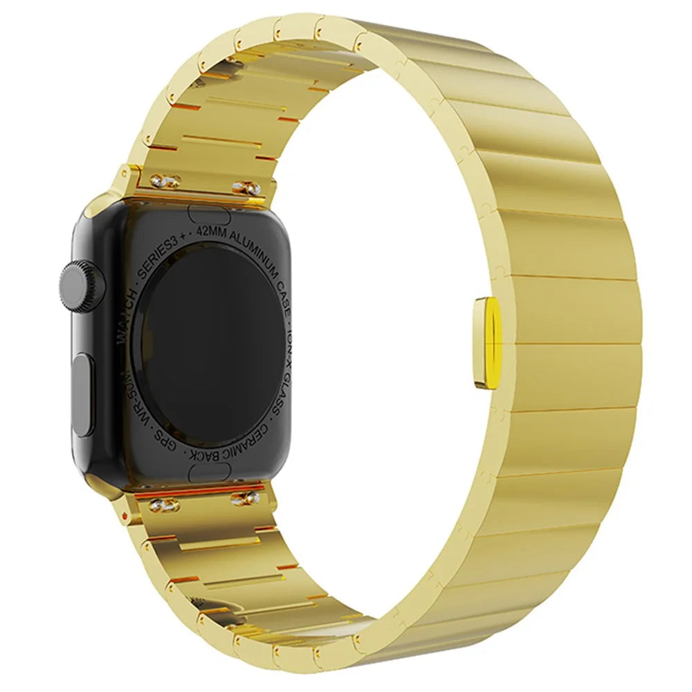 Smart Watch Band Metal Watch Strap Replacement for Apple Watch Ultra 3 2 1 49mm / Series 11 10 46mm / 9 8 7 45mm / SE3 SE2 SE 6 5 4 44mm / 3 2 1 42mm - Gold - 1