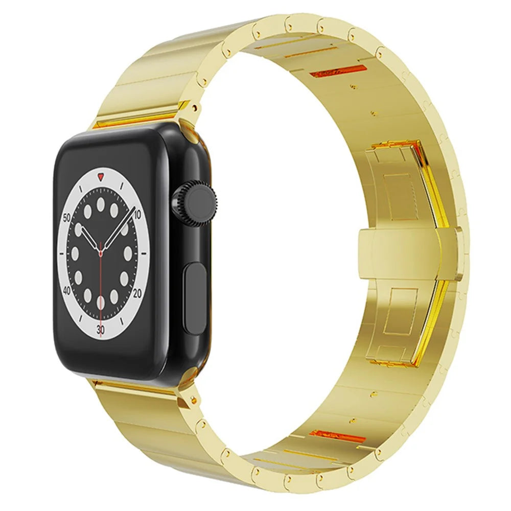 Smart Watch Band Metal Watch Strap Replacement for Apple Watch Ultra 3 2 1 49mm / Series 11 10 46mm / 9 8 7 45mm / SE3 SE2 SE 6 5 4 44mm / 3 2 1 42mm - Gold - 2