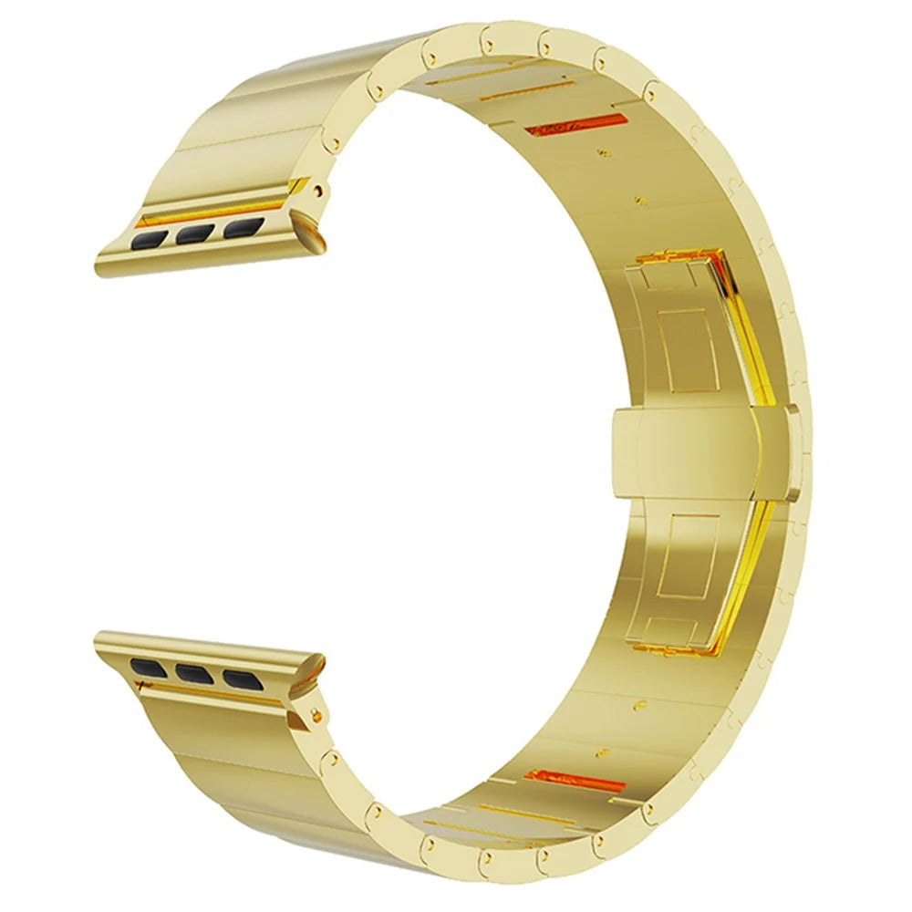 Smart Watch Band Metal Watch Strap Replacement for Apple Watch Ultra 3 2 1 49mm / Series 11 10 46mm / 9 8 7 45mm / SE3 SE2 SE 6 5 4 44mm / 3 2 1 42mm - Gold - 4