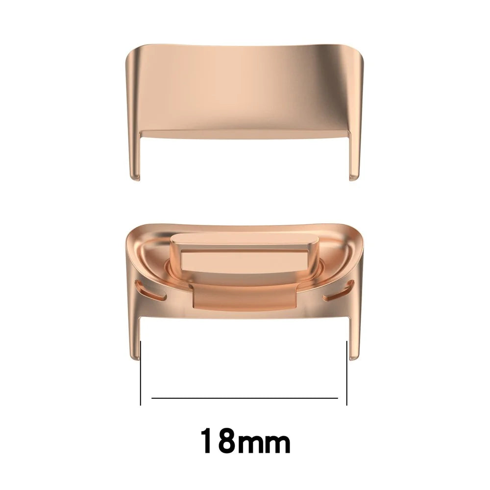 1 Pair Replacement Watch Strap Wrist Band Buckle Metal Connectors for Fitbit Charge 5 - Rose Gold - 2