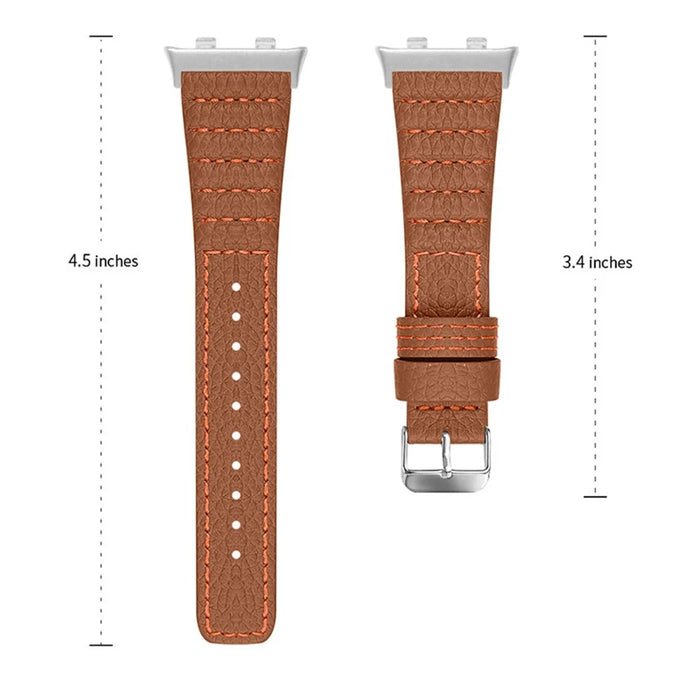 Top Layer Cowhide Genuine Leather Stylish Wave Texture Wrist Band Replacement Smart Watch Strap with Buckle for Oppo Watch 41mm - Brown - 4