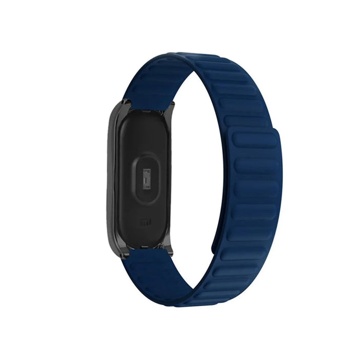 Soft Silicone Magnetic Watch Band Strap + Watch Case Cover Replacement for Xiaomi Mi Band 5/6/7 - Dark Blue - 2