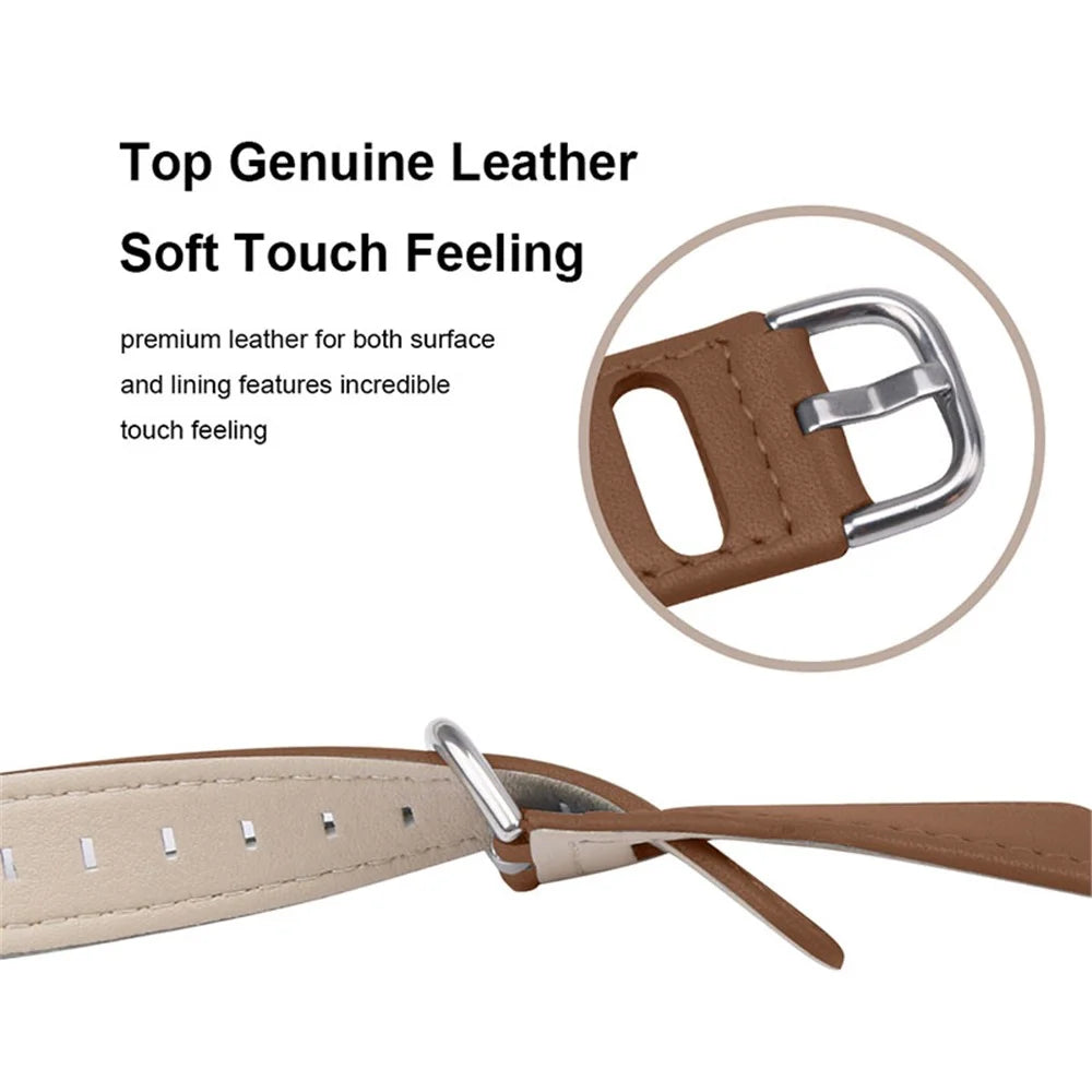 Cowhide Genuine Leather Watch Band Stainless Steel Buckle Wrist Strap for Fitbit Versa 2/Fitbit Versa/Fitbit Versa Lite/Fitbit Versa SE - Brown - 6