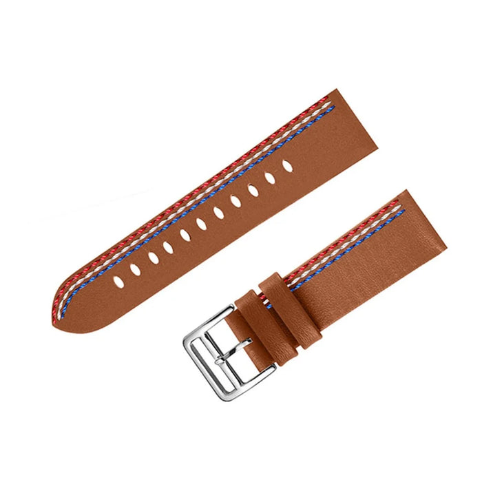 Top Layer Cowhide Genuine Leather Stitching Design Watch Band Strap for Samsung Galaxy Watch3 45mm/Watch 46mm - Brown - 2