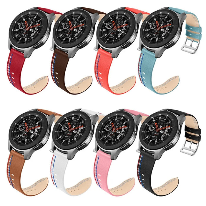 Top Layer Cowhide Genuine Leather Stitching Design Watch Band Strap for Samsung Galaxy Watch3 45mm/Watch 46mm - Brown - 6