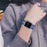 Rhinestone Decor 3 Beads Replacement Watch Strap + Anti-Scratch Double Row Rhinestone PC Watch Case Cover for Apple Watch Series 7 41mm - Blue - 4
