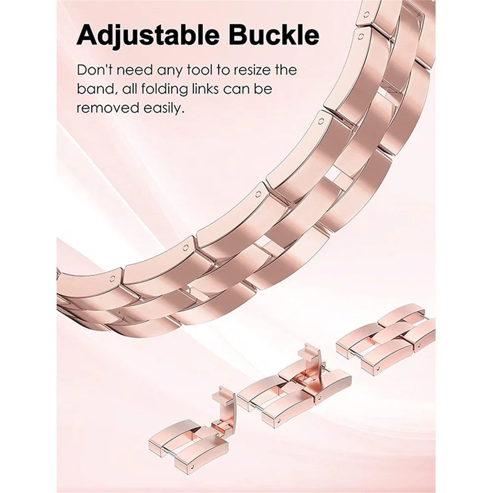 X-shape Metal Watch Strap Replacement Watchband + Double Row Rhinestone Decorated Anti-scratch Protective Case for Apple Watch Series 7 45mm - Rose Gold - 3