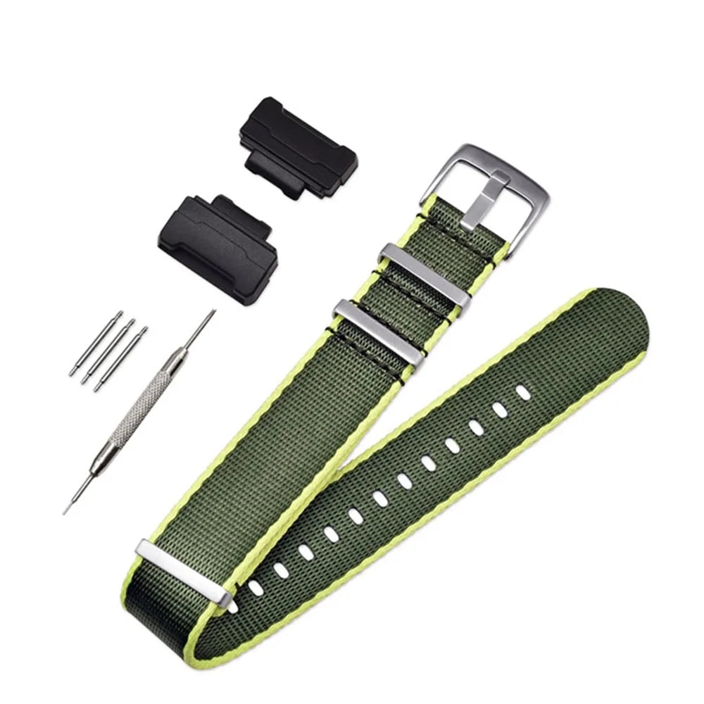 3 Watch Band Loop Watch Strap Replacement Nylon Canvas Watch Band for Casio GA-110/G-8900/DW-5600 - Green+Light Green - 1