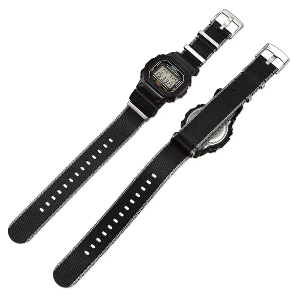3 Watch Band Loop Watch Strap Replacement Nylon Canvas Watch Band for Casio GA-110/G-8900/DW-5600 - Green+Light Green - 6