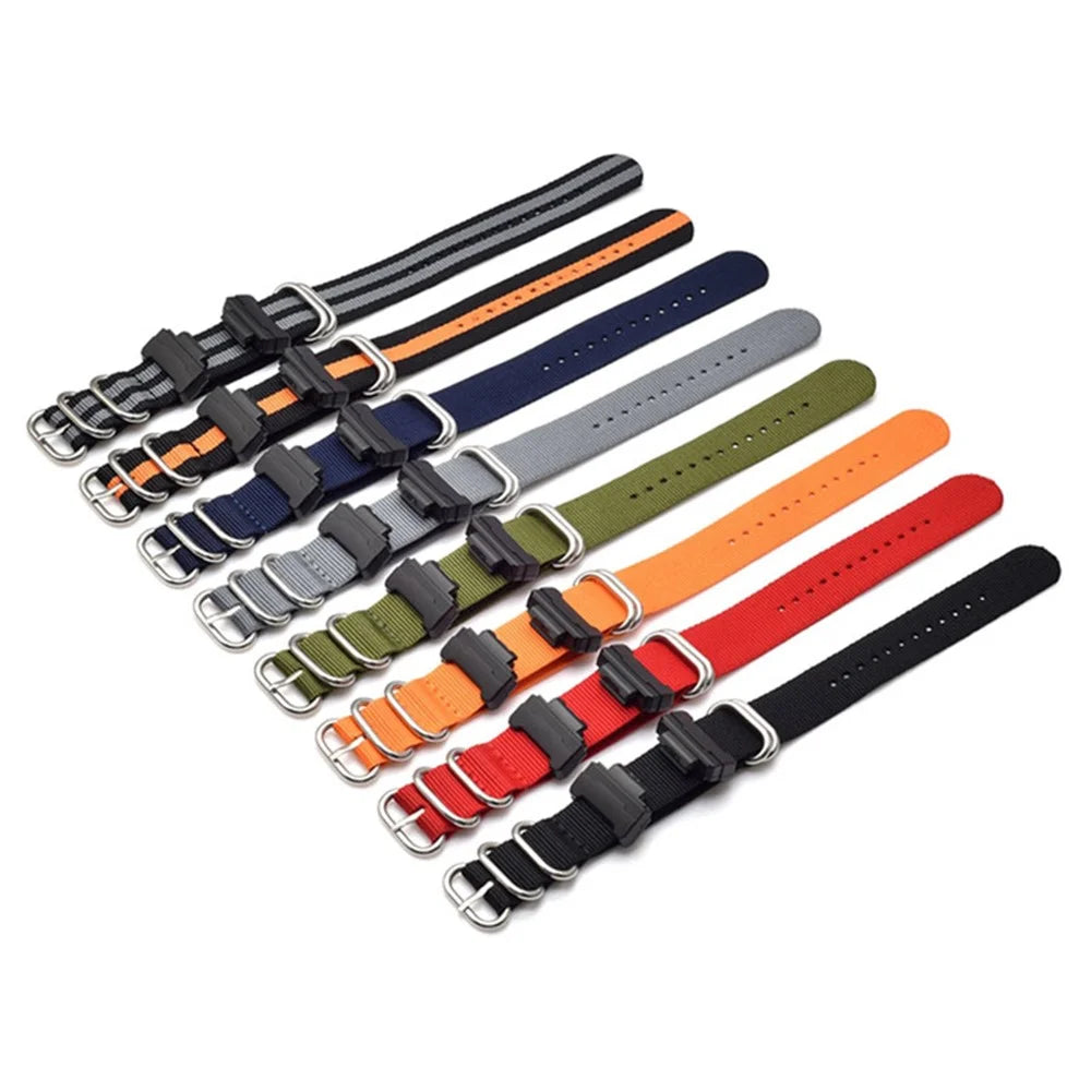 Nylon Canvas Watch Strap Replacement Watch Band with 5 Thicken Watch Band Loop for Casio GA-110/G-8900/DW-5600 - Red - 6