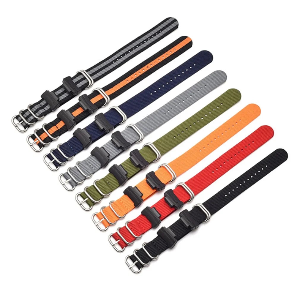 Nylon Canvas Watch Strap Replacement Watch Band with 5 Thicken Watch Band Loop for Casio GA-110/G-8900/DW-5600 - Red - 7