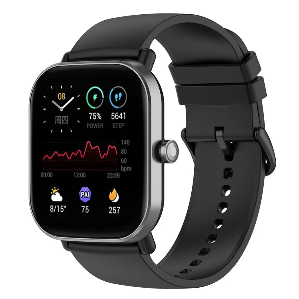 22mm Silicone Watch Strap Soft Wristband with Buckle for Samsung Galaxy Watch3 45mm/Active/Huawei Watch 3 - Black - 2