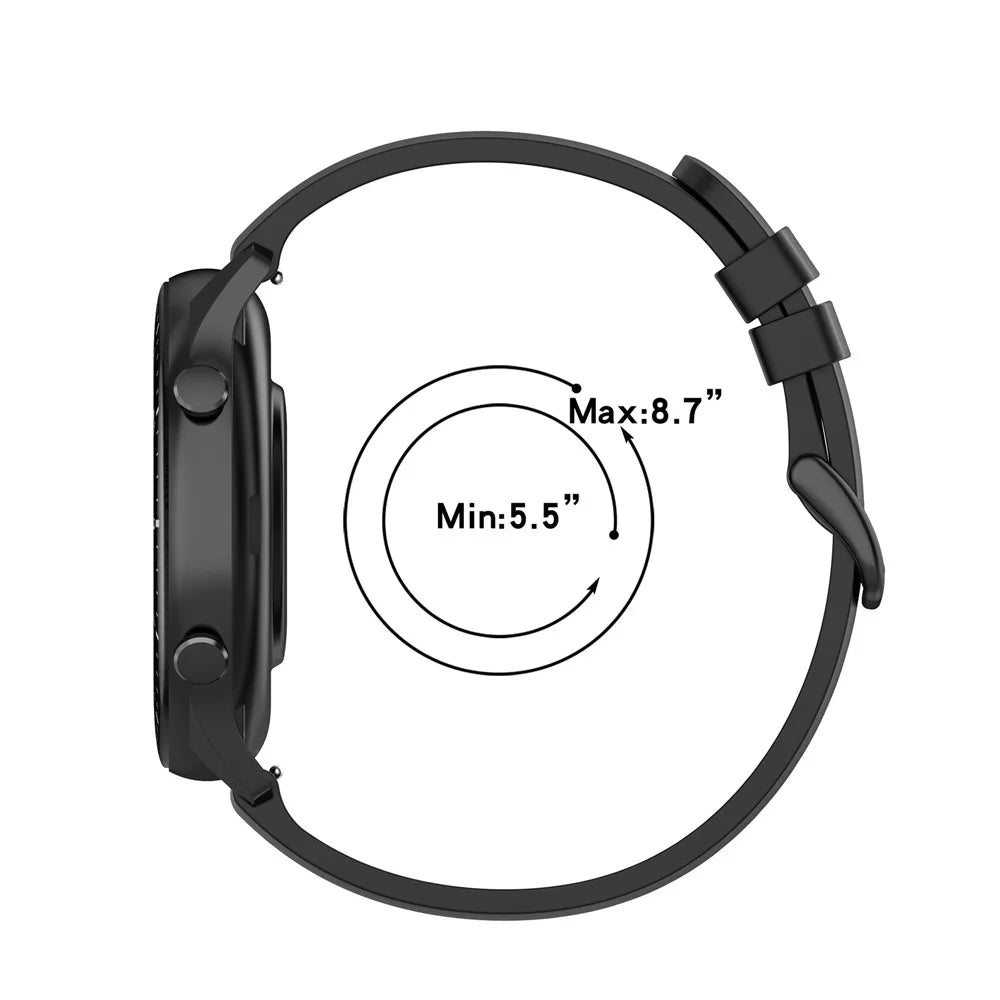 22mm Silicone Watch Strap Soft Wristband with Buckle for Samsung Galaxy Watch3 45mm/Active/Huawei Watch 3 - Black - 6