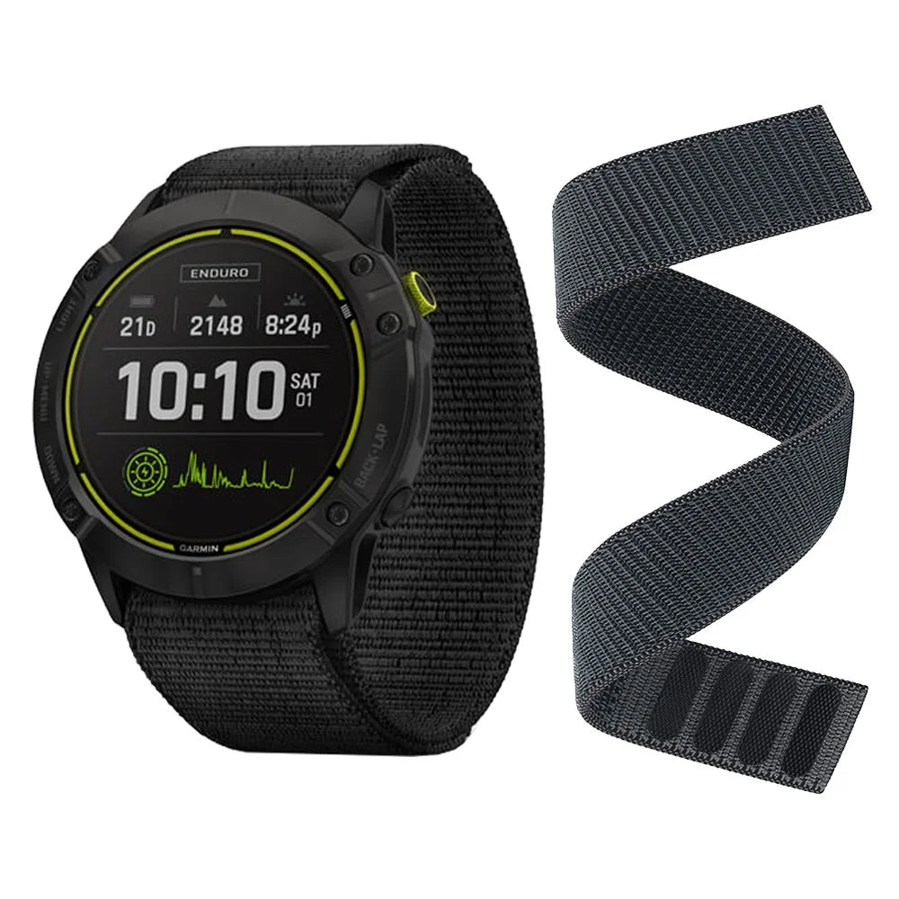 20mm Nylon Watch Strap Adjustable Loop Watch Band Wristband for Garmin Fenix 6S Pro/Fenix 5S Plus - Black - 3