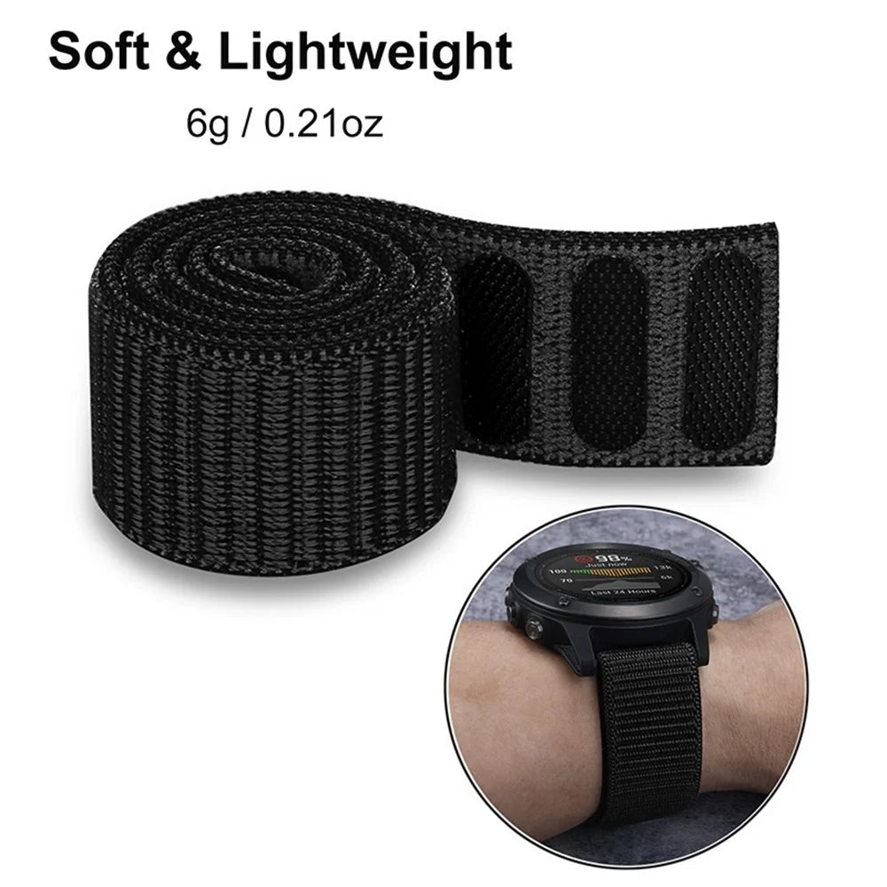 20mm Nylon Watch Strap Adjustable Loop Watch Band Wristband for Garmin Fenix 6S Pro/Fenix 5S Plus - Black - 6
