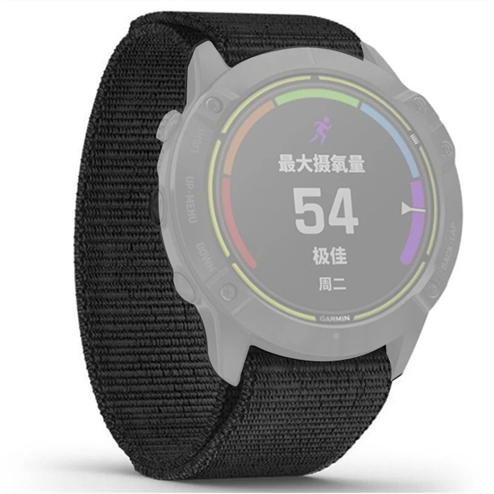 22mm Soft Knitted Nylon Watch Band Loop Fastener Wristband for Garmin Fenix 6X Pro / Fenix 5 Plus - Black - 1