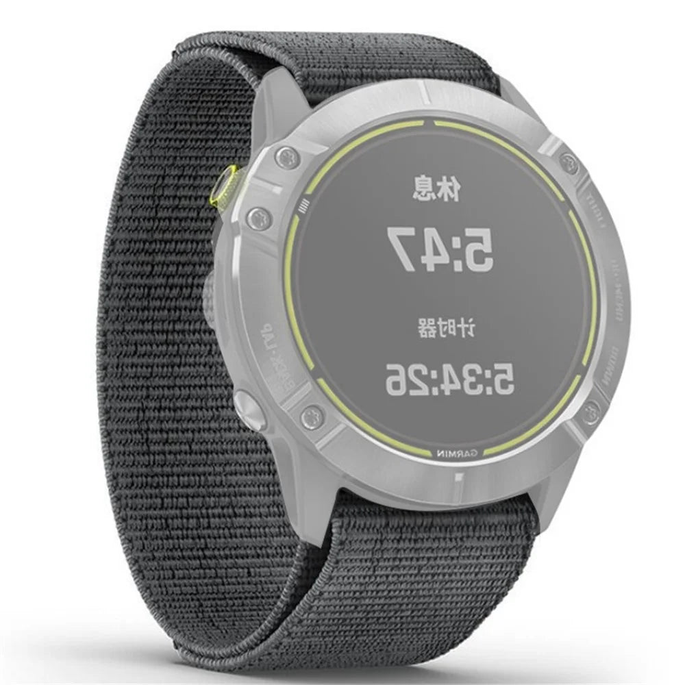 26mm Loop Fastener Nylon Watch Strap Wrist Band Replacement for Garmin Fenix 6X / Fenix 6X Pro / Fenix 5X Plus - Grey - 1