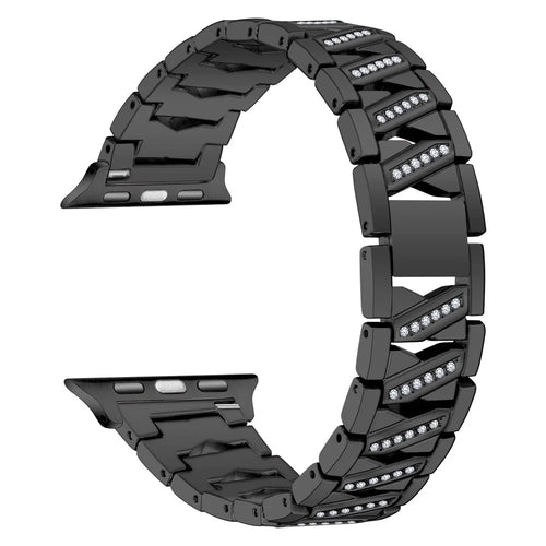 X-shaped Design Smart Watchband Rhinestone Decor Metal Watch Strap for Apple Watch Series 9 / 8 / 7 41mm / 6 / 5 / 4 / SE (2023) / SE(2022) / SE 40mm / 3 / 2 / 1 38mm - Black - 1