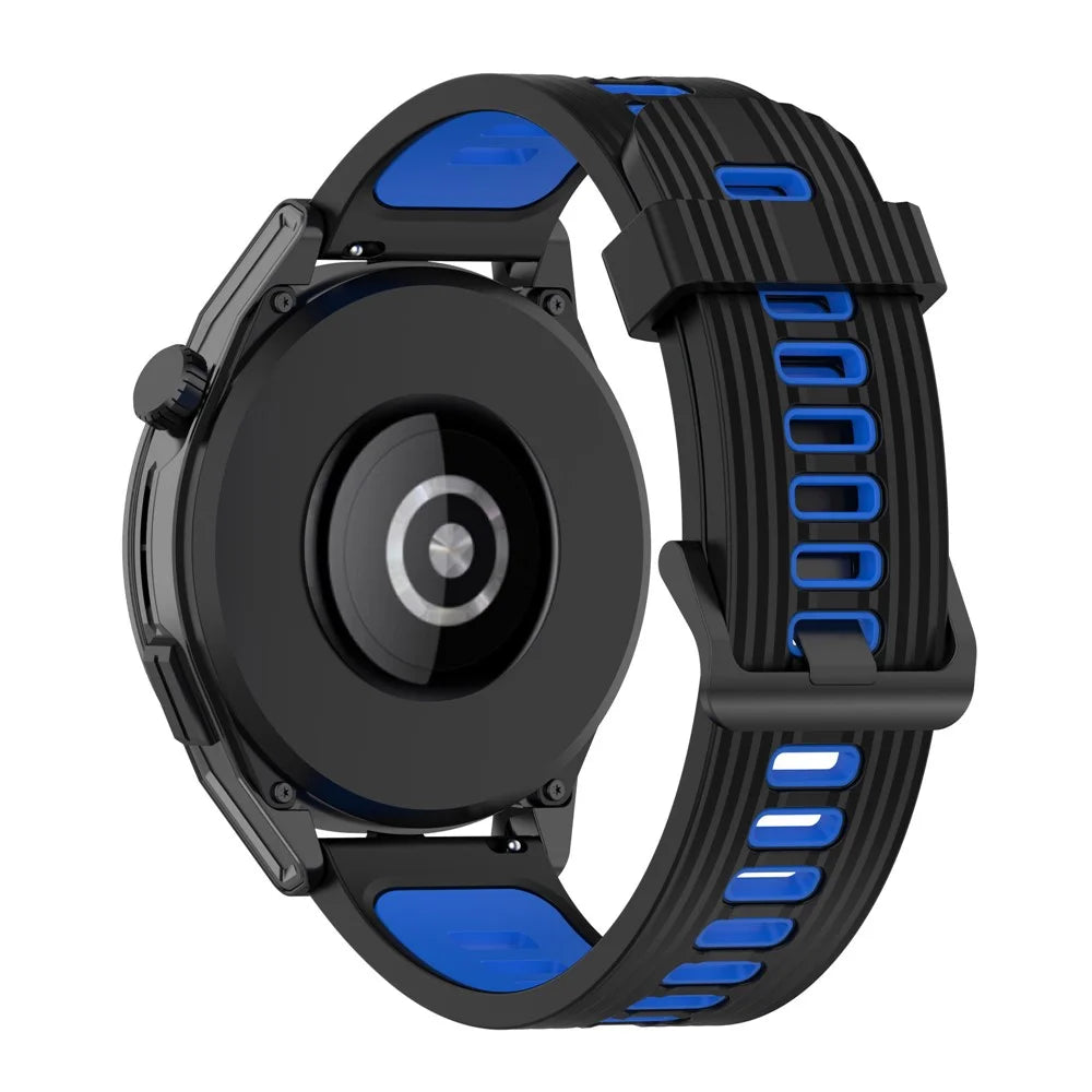 22mm Silicone Watch Strap for Huawei Watch GT Runner/GT 3 46mm Soft Wristband with Buckle - Black/Blue - 1