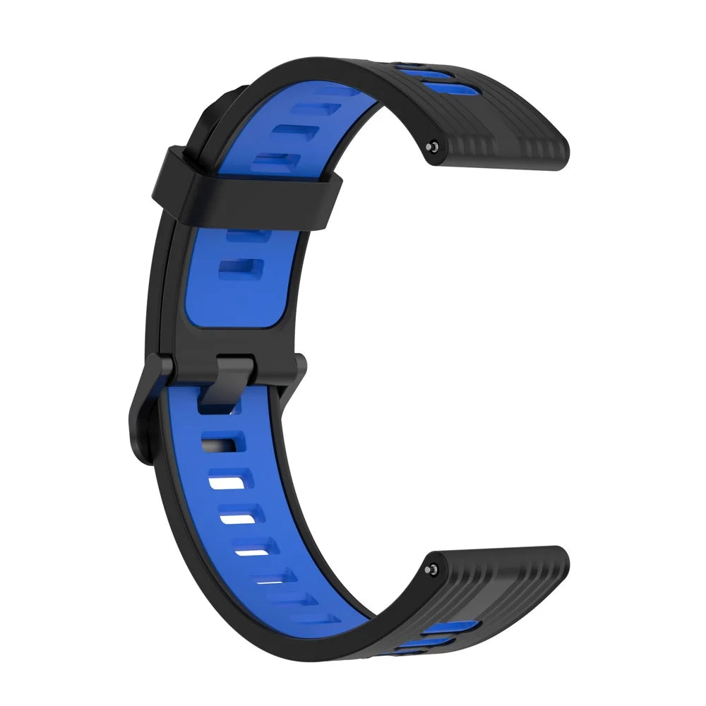 22mm Silicone Watch Strap for Huawei Watch GT Runner/GT 3 46mm Soft Wristband with Buckle - Black/Blue - 4