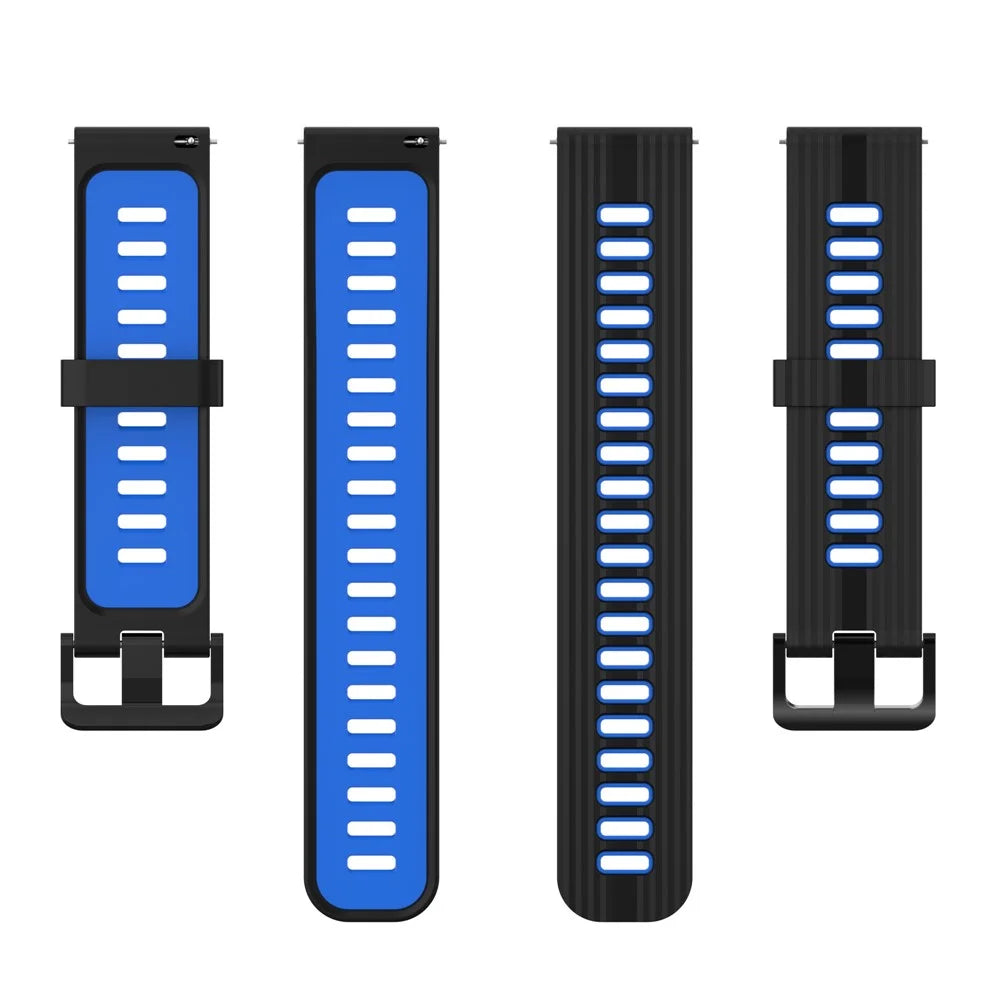 22mm Silicone Watch Strap for Huawei Watch GT Runner/GT 3 46mm Soft Wristband with Buckle - Black/Blue - 5