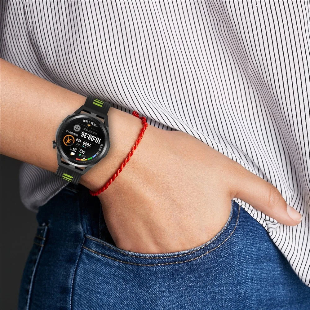 22mm Silicone Watch Strap for Huawei Watch GT Runner/GT 3 46mm Soft Wristband with Buckle - Black/Blue - 6