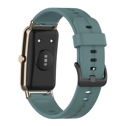 Waterproof Soft Solid Color Silicone Watch Strap Wristband with Buckle for Huawei Watch Fit Mini - Cyan - 1