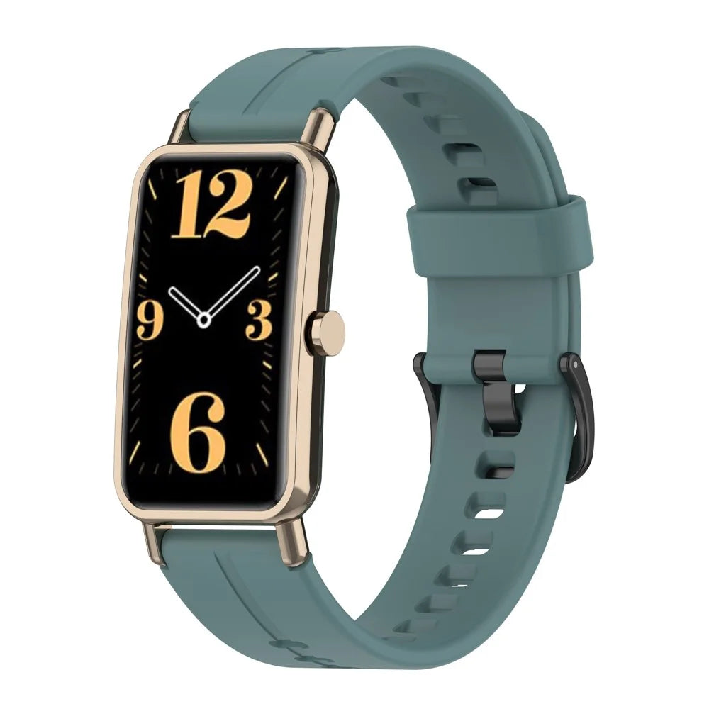 Waterproof Soft Solid Color Silicone Watch Strap Wristband with Buckle for Huawei Watch Fit Mini - Cyan - 2