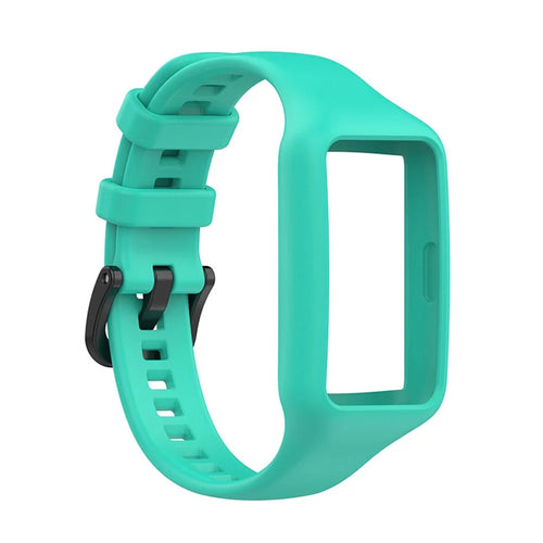 Replacement One-piece Smart Watch Strap Case Silicone Wrist Band for Honor Band 6/Huawei Band 6/Huawei Band 6 pro - Cyan - 1