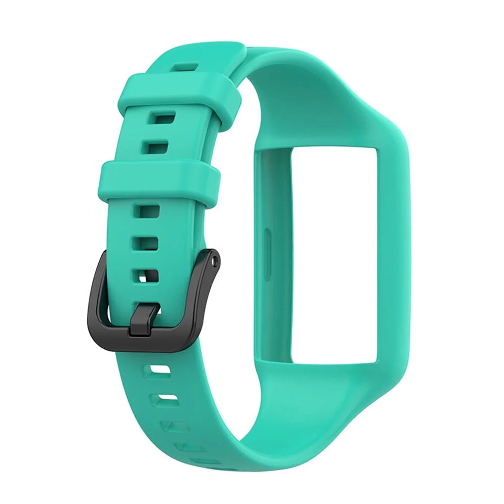 Replacement One-piece Smart Watch Strap Case Silicone Wrist Band for Honor Band 6/Huawei Band 6/Huawei Band 6 pro - Cyan - 2