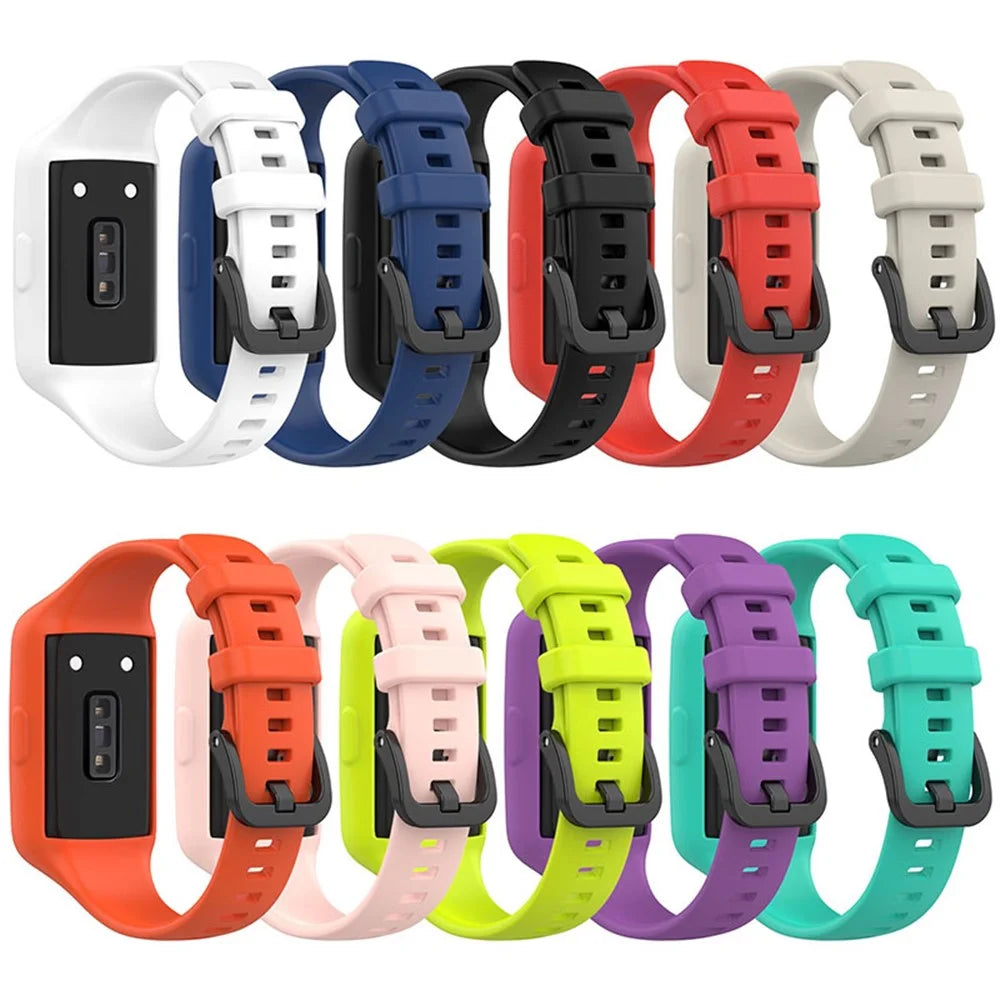 Replacement One-piece Smart Watch Strap Case Silicone Wrist Band for Honor Band 6/Huawei Band 6/Huawei Band 6 pro - Cyan - 6