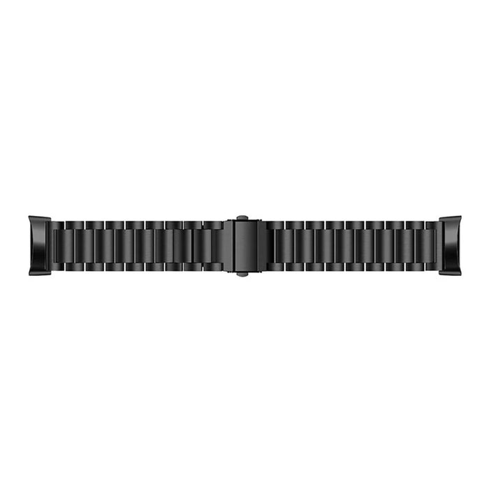 3 Beads Stainless Steel Double Button Folding Clasp Replacement Wrist Strap Watch Band for Fitbit Charge 6 / 5 - Black - 3