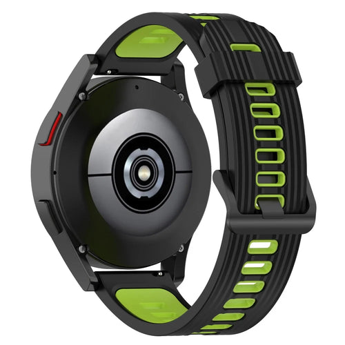 20mm Silicone Stripe Bi-color Watch Strap for Huawei Watch GT2 42mm / Samsung Galaxy Watch6 40mm 44mm / Watch6 Classic 43mm 47mm / Watch 5 40mm 44mm / 5 Pro 45mm / Watch4 40mm 44mm - Black / Lime - 1