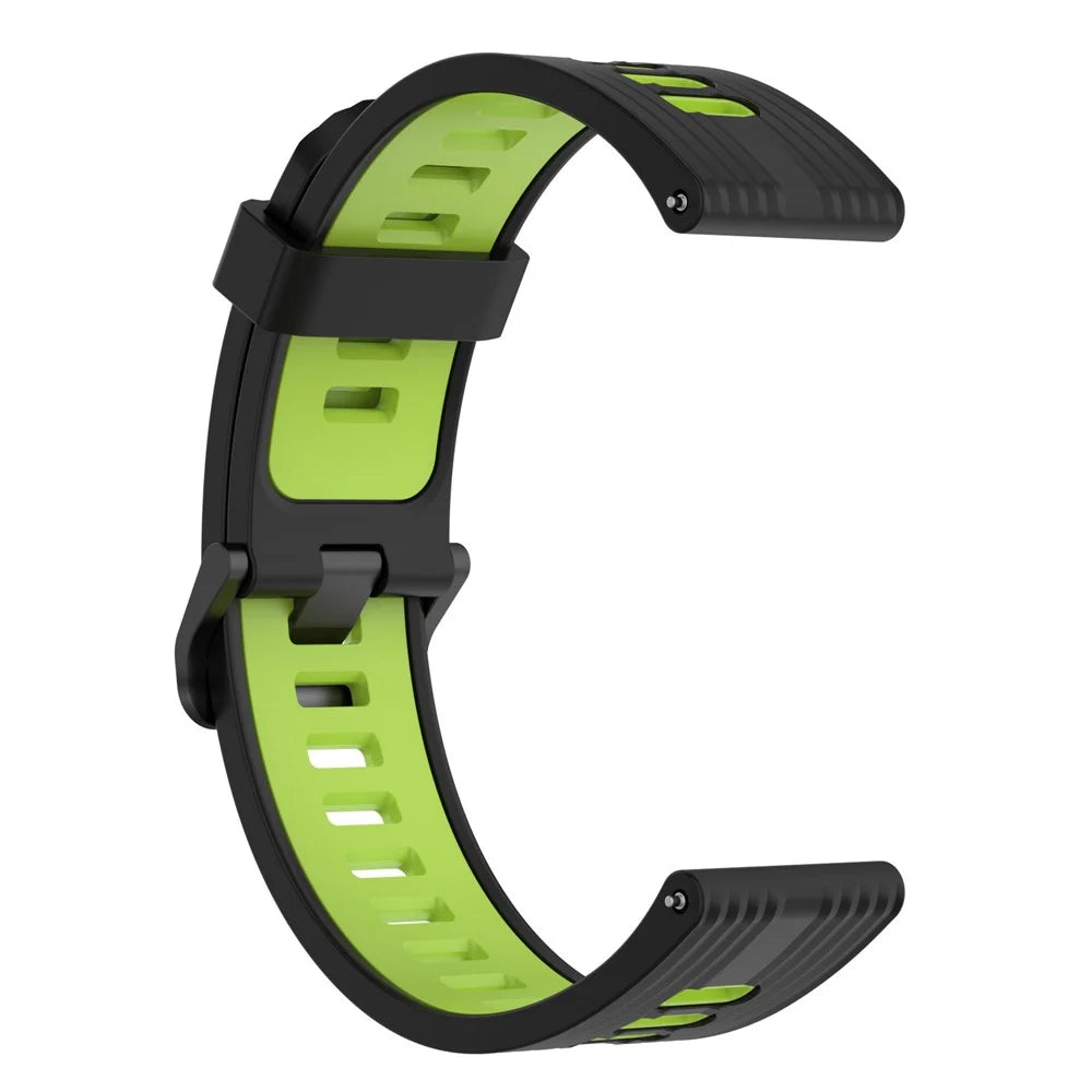 20mm Silicone Stripe Bi-color Watch Strap for Huawei Watch GT2 42mm / Samsung Galaxy Watch6 40mm 44mm / Watch6 Classic 43mm 47mm / Watch 5 40mm 44mm / 5 Pro 45mm / Watch4 40mm 44mm - Black / Lime - 4